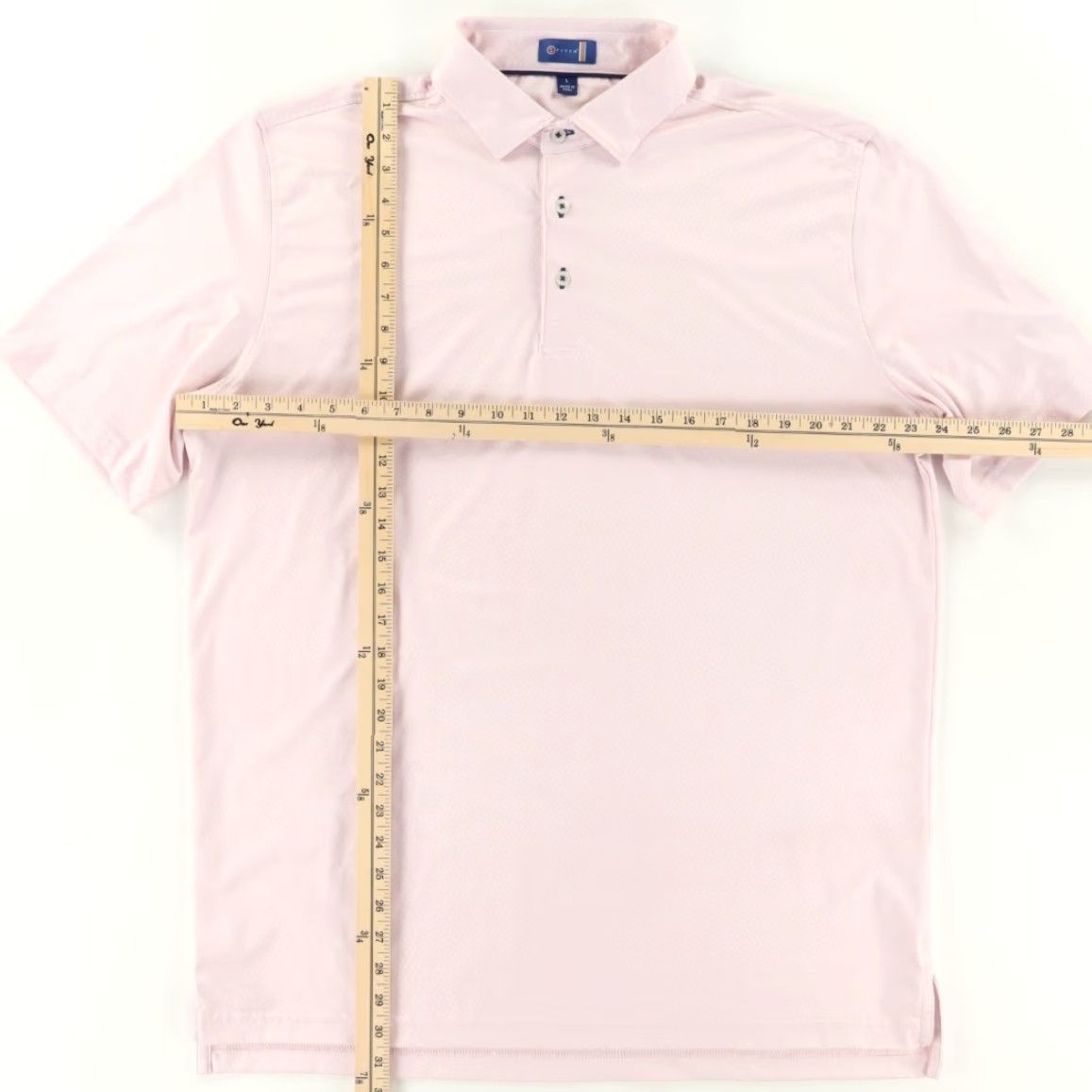Vintage Stitch Golf Printed Stretch Polyester Solid Polo Shirt Pink Men's L Size US L / EU 52-54 / 3 - 3 Thumbnail