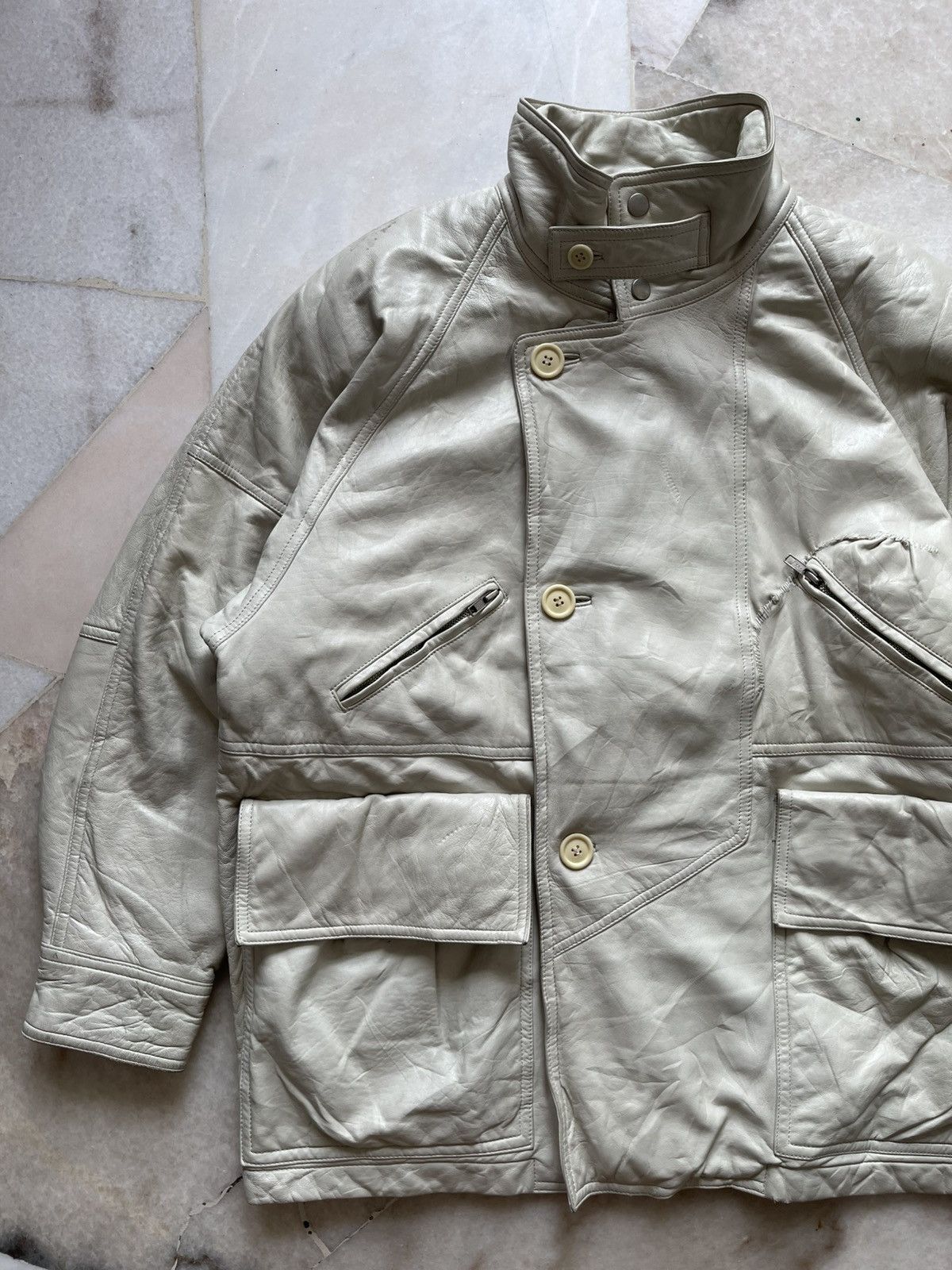 Hai Sporting Gear 80s Hai Sporting Gear Multipocket Leather Jacket Size US XL / EU 56 / 4 - 7 Thumbnail
