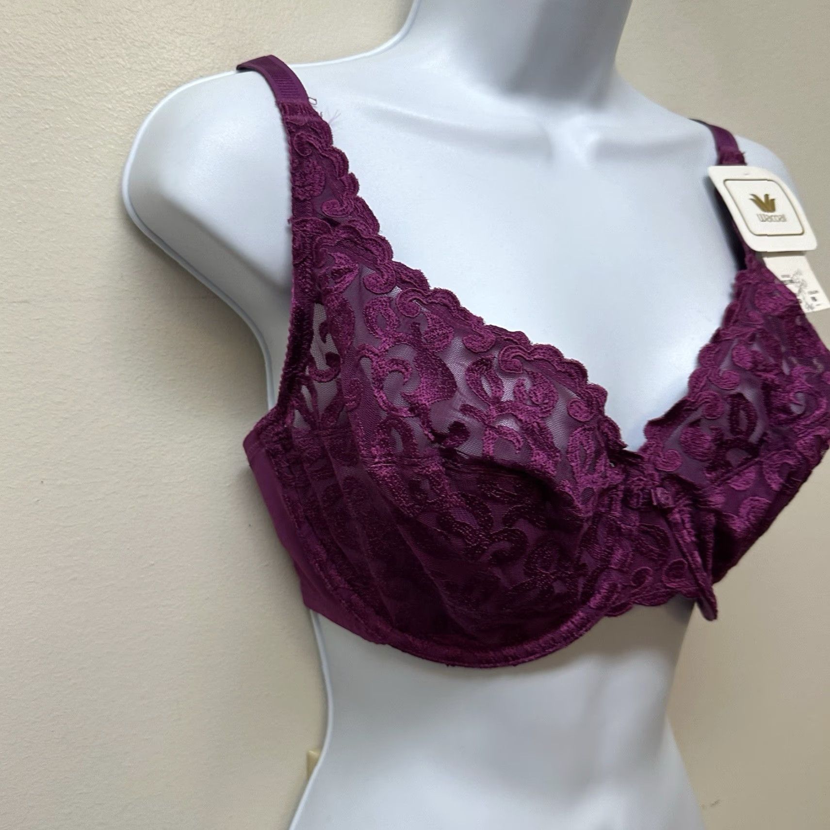 Vintage **Vintage Wacoal Purple Bullet Bra Size 36DD NEW NOS** User: New title: **Vintage Wacoal Purple Lace Bullet Bra Size 36DD NEW NOS** Size ONE SIZE - 2 Thumbnail