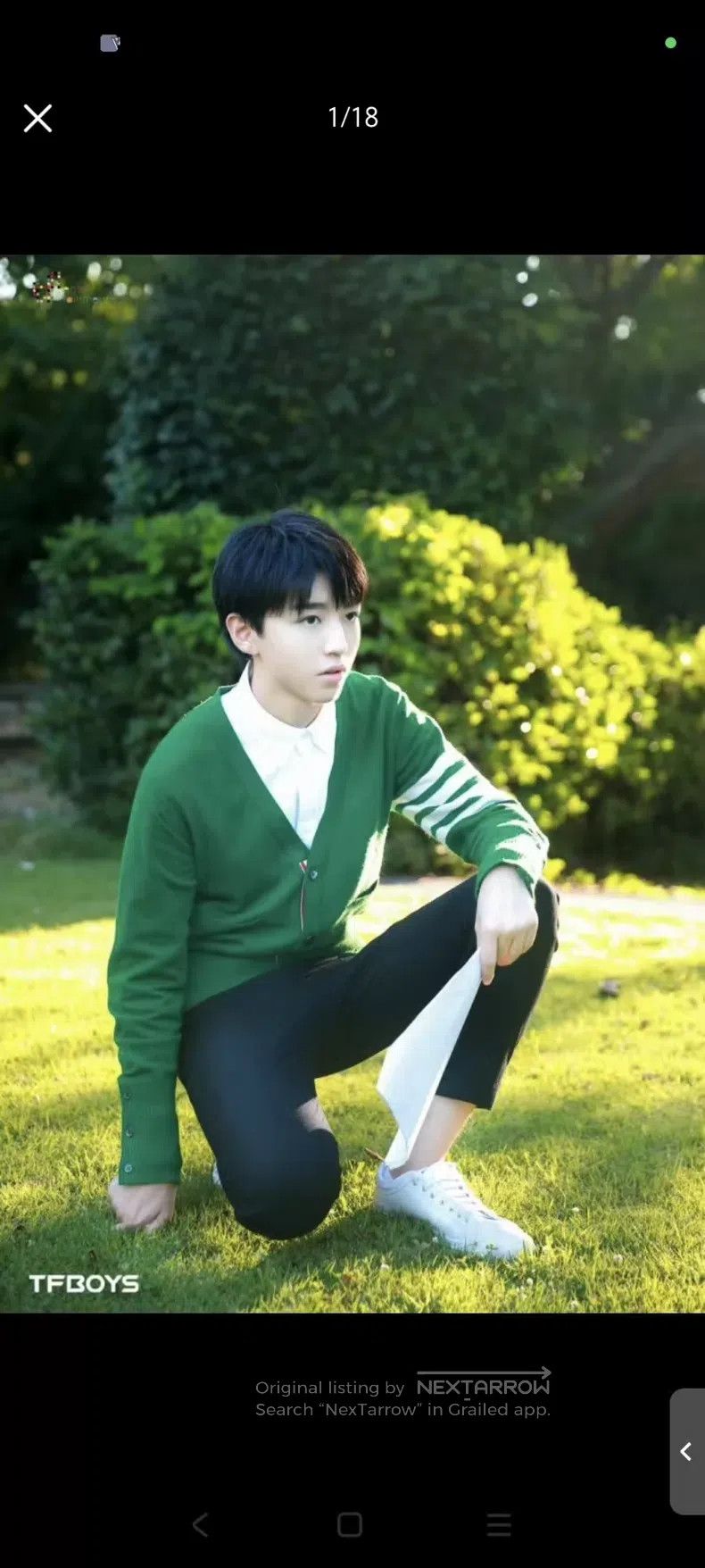 Thom Browne Thom Browne Bamboo Leaf Green Knitted Collar Cardigan Size US L / EU 52-54 / 3 - 8 Thumbnail