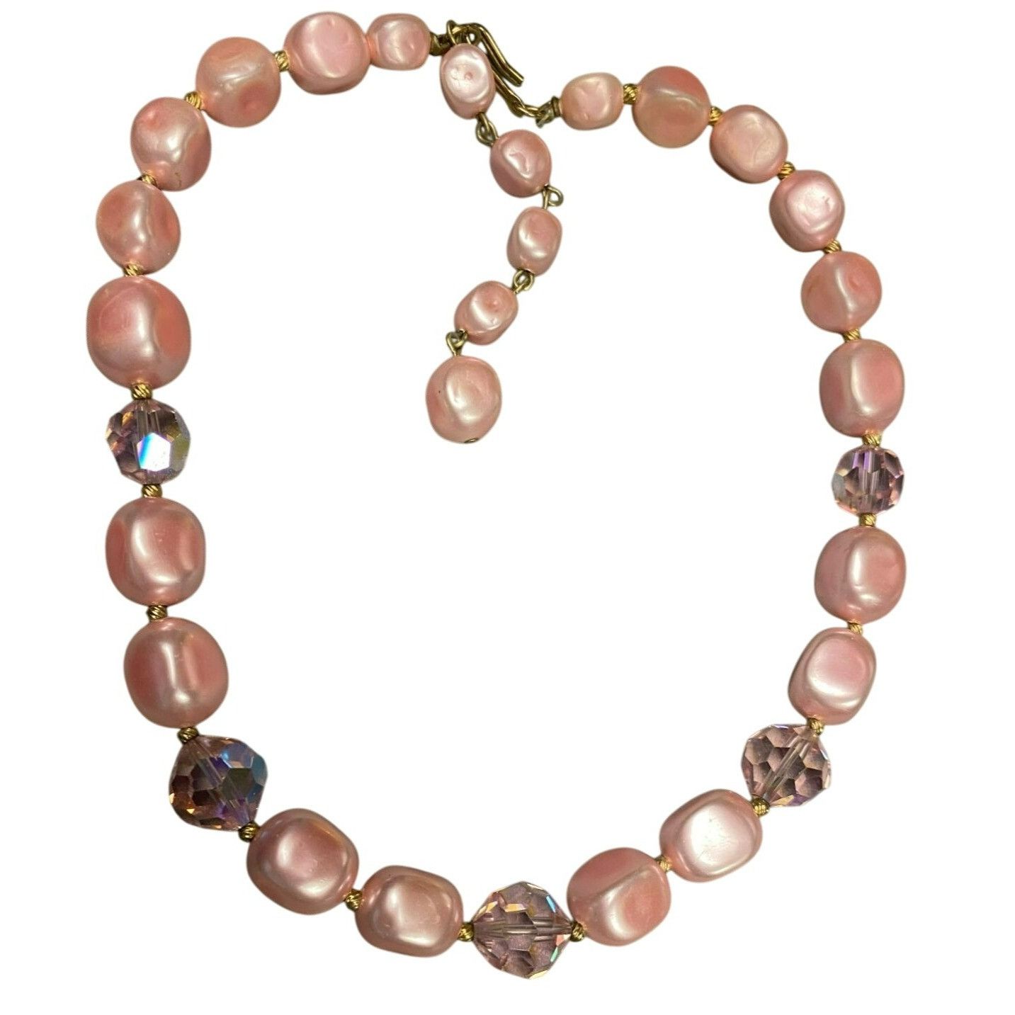 Other Vintage MCM Pink Faux Pearl Beaded Necklace 13-16 Inches Adj Size ONE SIZE - 2 Thumbnail