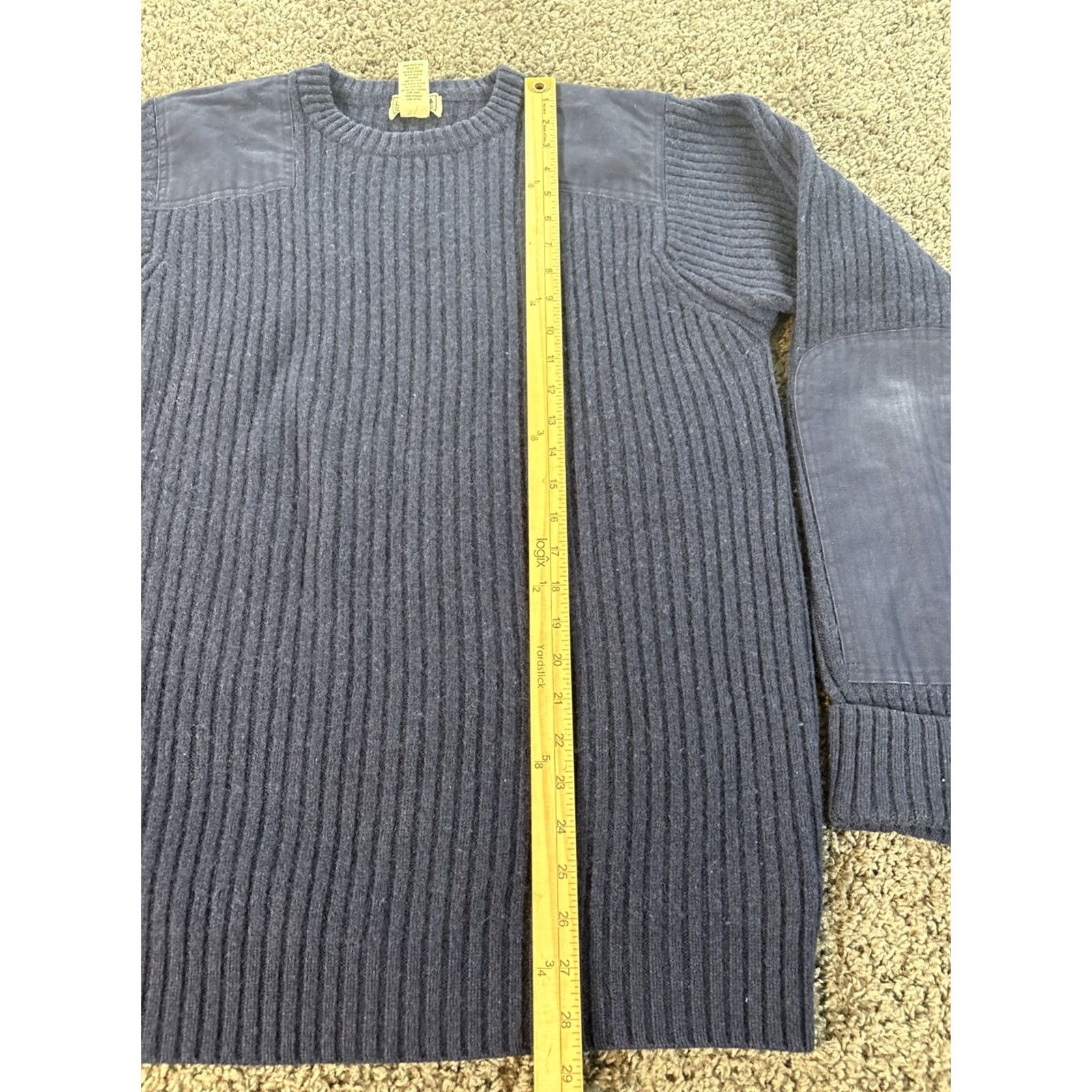 Vintage VINTAGE LL Bean Sweater Pullover Crew Neck Elbow Patch Wool LT Blue Men Big & Tall Size US L / EU 52-54 / 3 - 2 Thumbnail