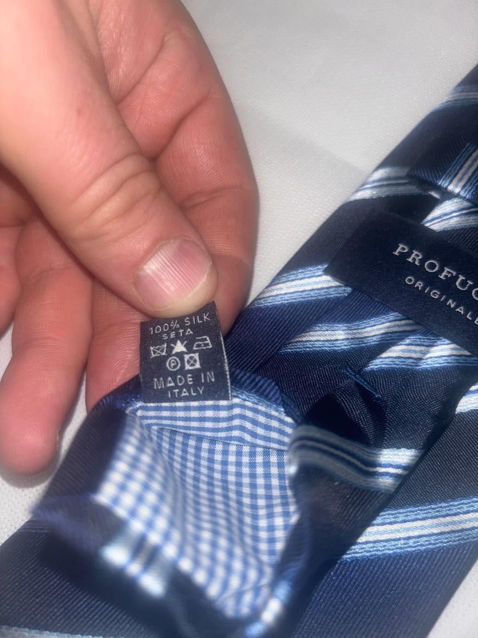 Vintage Men's tie made of 100% silk Profuomo tie blue made in Italy Size ONE SIZE - 8 Thumbnail