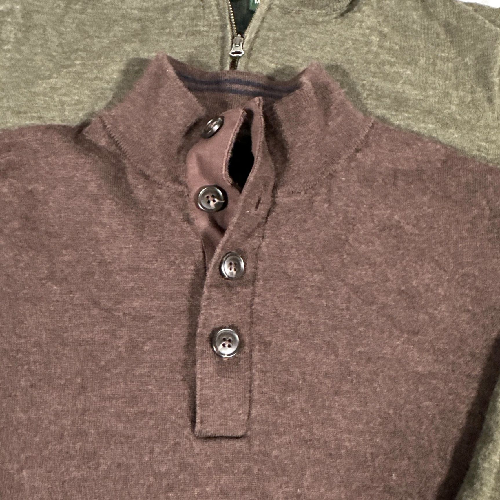 Orvis VINTAGE Orvis Sweater Mens M Brown Green Merino Wool Henley Mock Neck Pullover Lot of 2 Size US M / EU 48-50 / 2 - 2 Thumbnail