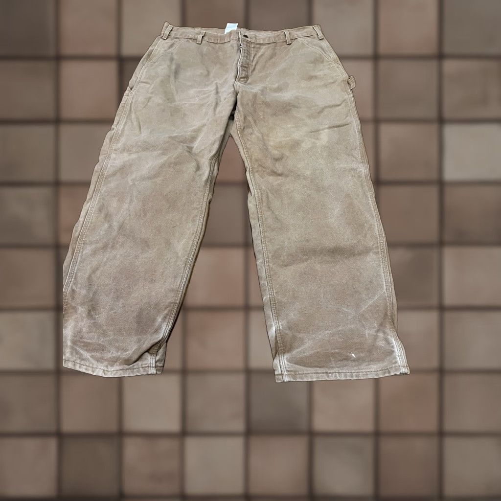 Carhartt Carhartt B111 Brown Canvas Work Pants 40x30 Carpenter 5-Pocket Utility Logo Belt Loops Regular Men Vintage? Wait—No vintage. Size US 40 / EU 56 - 1 Thumbnail