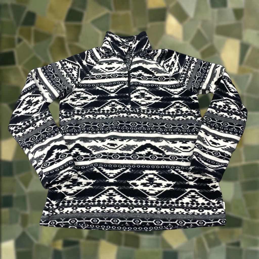 Eddie Bauer Eddie Bauer Pullover Womens Medium Black White Fleece Aztec Pattern 1/4 Zip Outdoors Sweatshirt Shirt Size M / US 6-8 / IT 42-44 - 1 Thumbnail