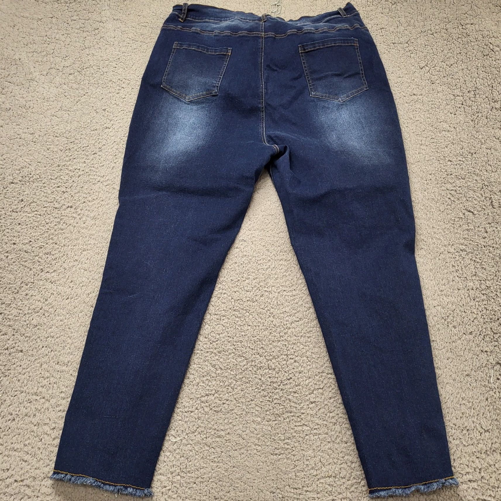 Vintage Chic Soul Womens Jeans 1X Blue Distressed Skinny Straight Leg 34x26 Pockets Size 40" / US 18 - 3 Thumbnail