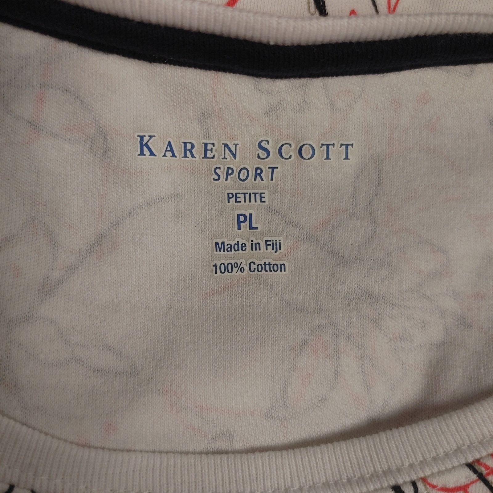Other Karen Scott Sport Women's PL White Geometric Scribble Tee Size L / US 10 / IT 46 - 3 Thumbnail