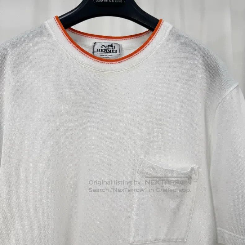 Hermes Hermes Orange Trim Embroidered Letter Short Sleeve Size US L / EU 52-54 / 3 - 3 Thumbnail