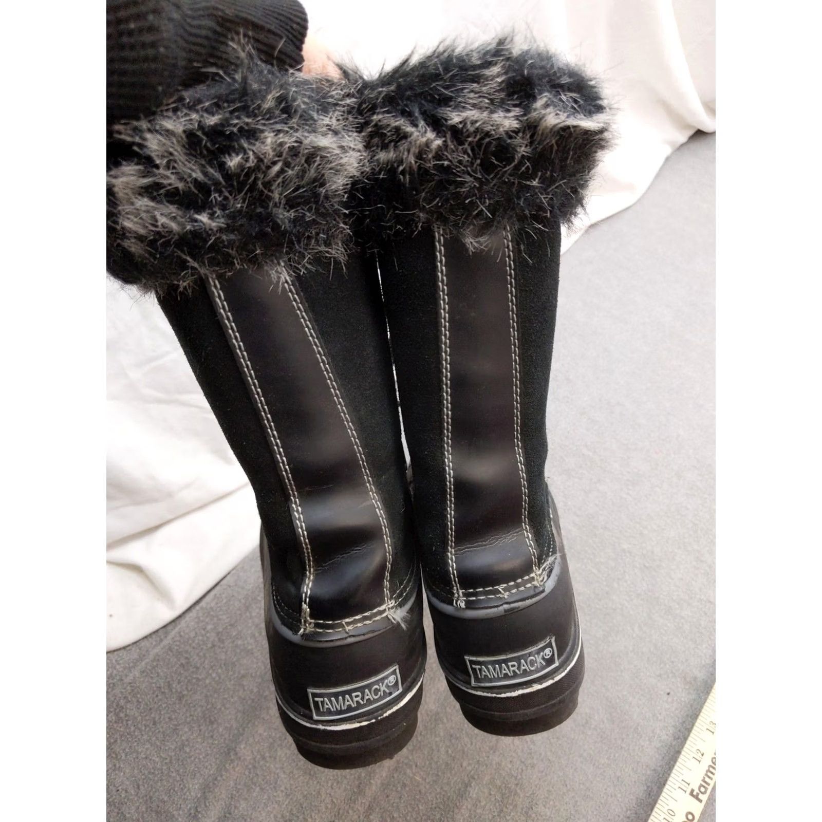 Vintage Tamarack Womens Snow Boot Black Suede Mid-Calf Winter Lace Up 7 Faux Fur Insulated Size US 7 / IT 37 - 5 Thumbnail
