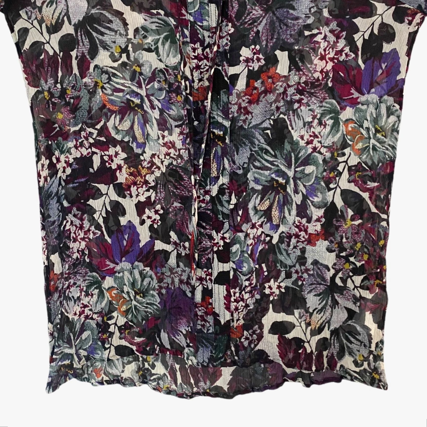 Lucky Brand Lucky Brand Blouse Women S Purple Floral Boho Peasant Tie-Up Sheer Rayon 100% Women Size S / US 4 / IT 40 - 6 Thumbnail
