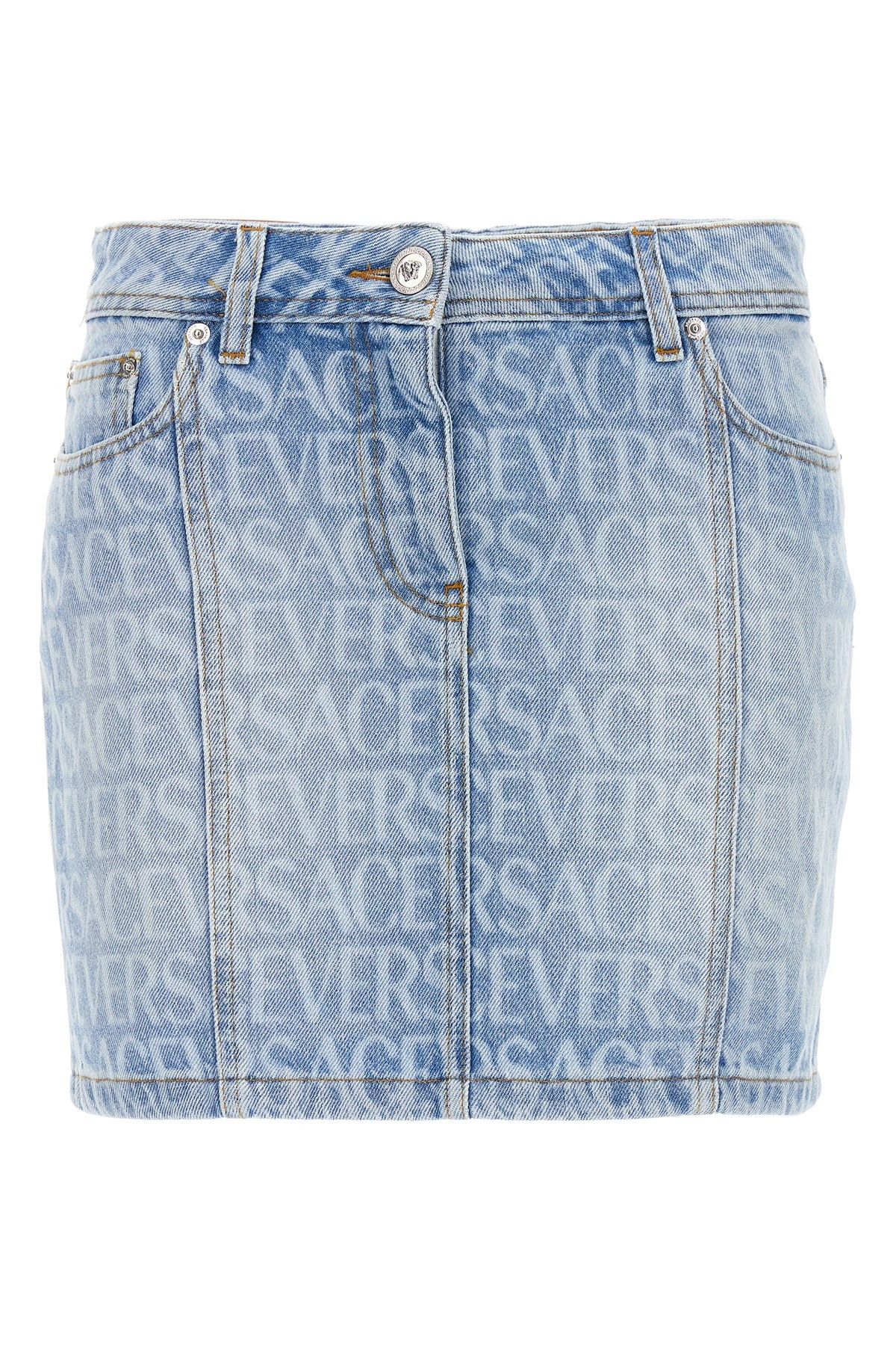 image of 'Versace Allover' Skirt in Light Blue, Women's (Size 26)
