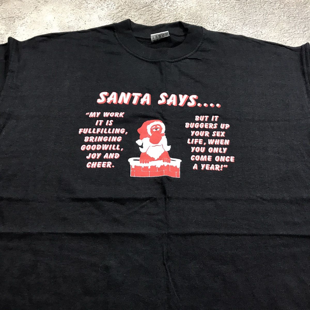 Vintage Vintage 90s Y2K Santa Graphic Tee Funny Slogan Streetwear XL Size US XL / EU 56 / 4 - 1 Thumbnail