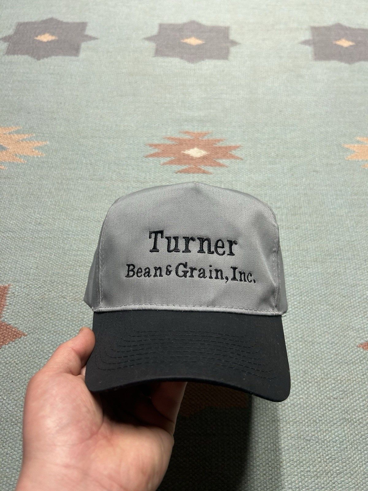 Vintage Vtg SnapBack hat Turner bean & grain inc farm feed gray blac Size ONE SIZE - 2 Thumbnail