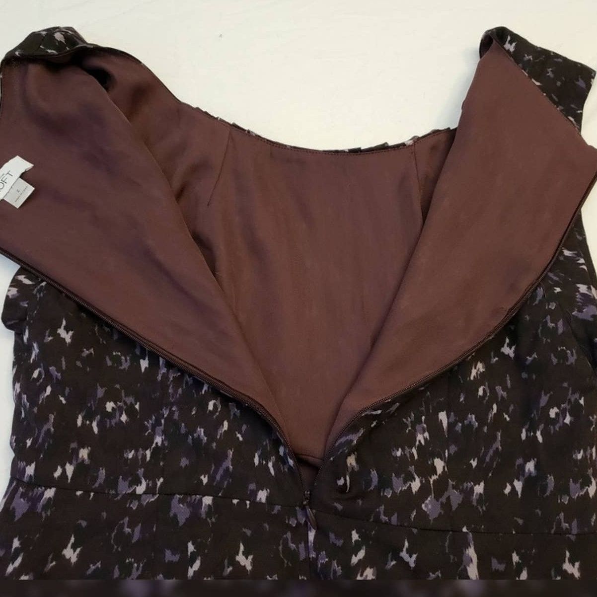 Loft Ann Taylor Loft Dress Womens 2 Purple Abstract Design Size XS / US 0-2 / IT 36-38 - 3 Thumbnail