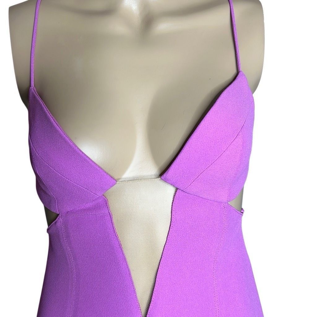 Cult Gaia NWT Gai Mattiolo Plunging V-neckline Structured Cups Cut-out front detail Purple Hue 4 / 6 (025) Size S / US 4 / IT 40 - 3 Thumbnail