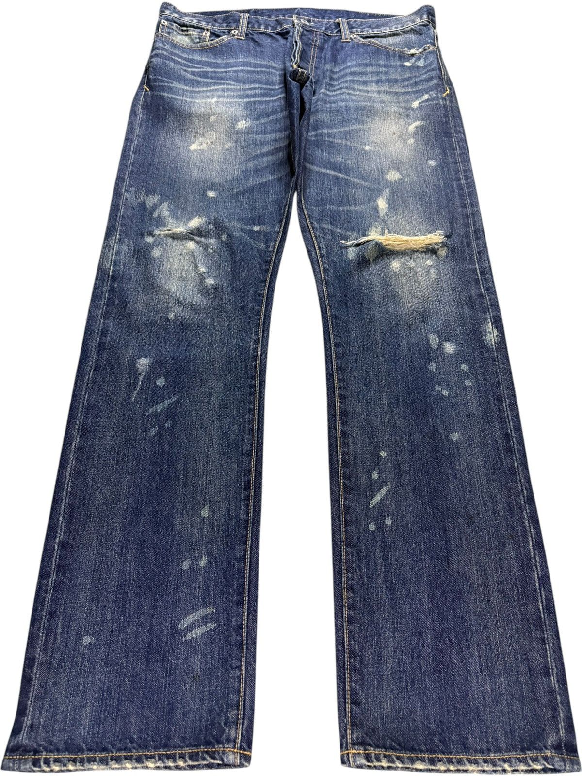 Japanese Brand Vintage Japanese Brand Acid Mud Wash Distress Ripped Jeans Size US 35 - 1 Thumbnail