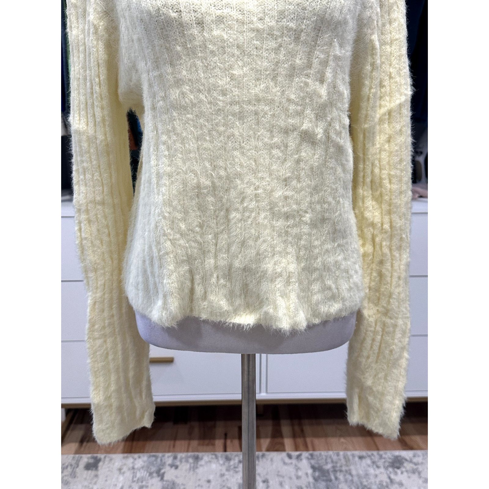 Other Cotton Emporium Light Yellow Ribbed Knit Sweater Cozy L NWOT Size L / US 10 / IT 46 - 4 Thumbnail