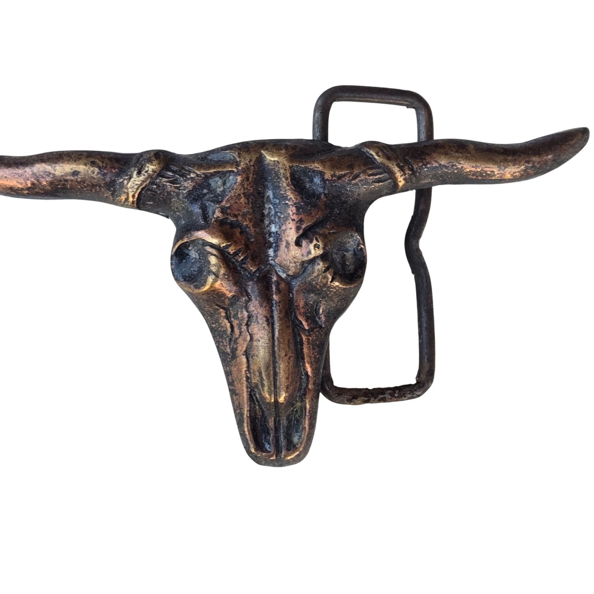 Other Longhorn Bull Skull Belt Buckle Vintage Solid Brass Western Size ONE SIZE - 2 Thumbnail