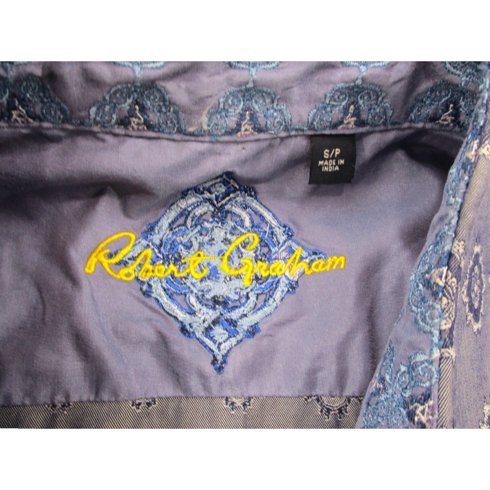 Robert Graham Robert Graham Shirt Mens Small Gray Blue Pattern Button Up Long Sleeve Designer Size US S / EU 44-46 / 1 - 5 Thumbnail