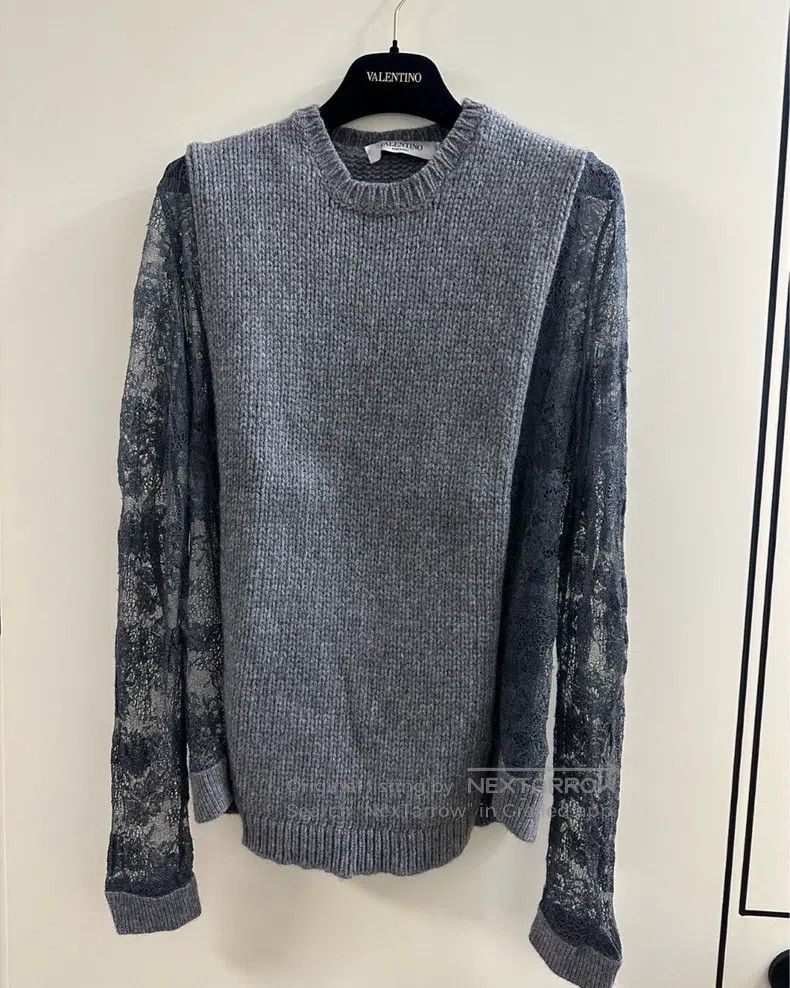 Valentino Valentino Genuine grey wool lace sweater Size L / US 10 / IT 46 - 1 Thumbnail
