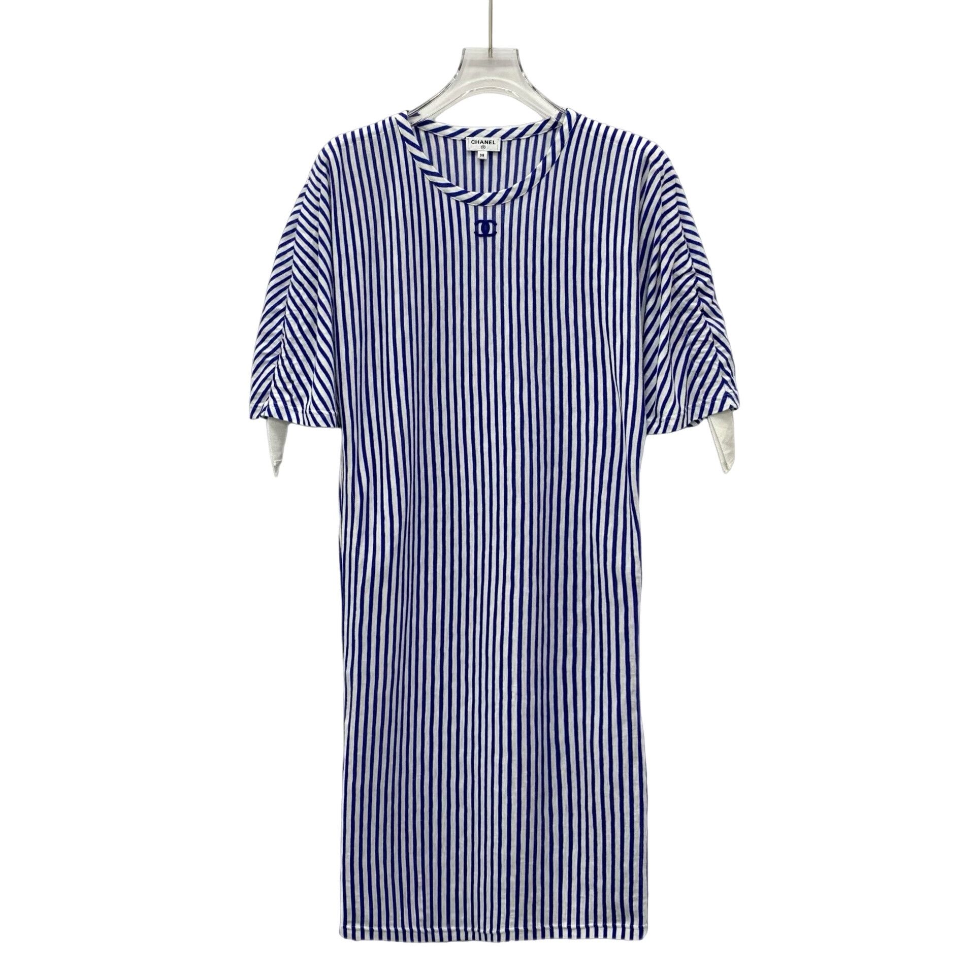 Chanel Chanel Striped CC Embroidered Dress 38 Size S / US 4 / IT 40 - 1 Thumbnail