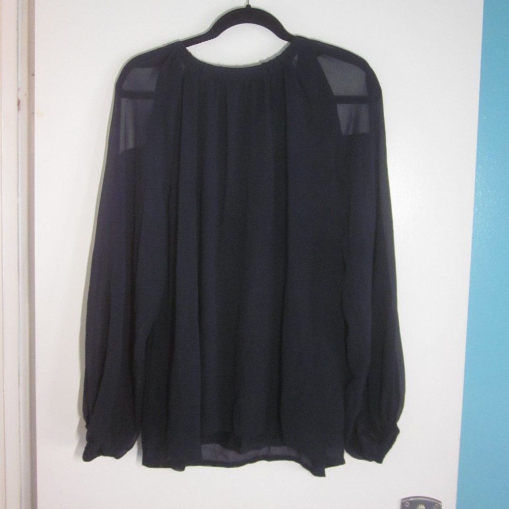 Marsell MARELLA Womens Black Crepe Blouse Sheer Sleeve Open Shoulder Size M / US 6-8 / IT 42-44 - 8 Thumbnail