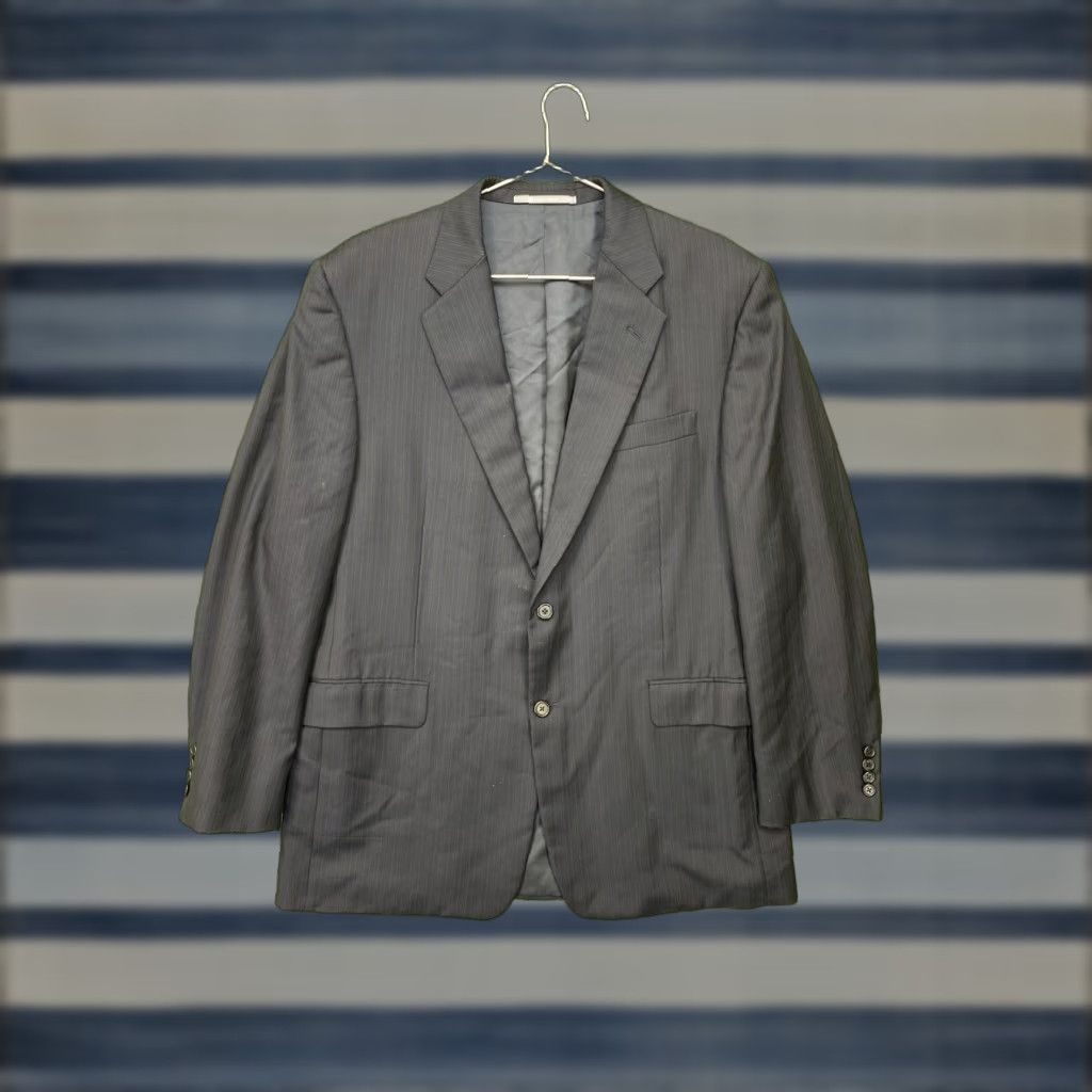 Vintage Hickey Freeman Blazer Mens 44R Black Stripe Wool 2-Button Notch Single-Breasted Classic Professional Modern 130’s Jacket Coat Dress Size 44R - 1 Thumbnail