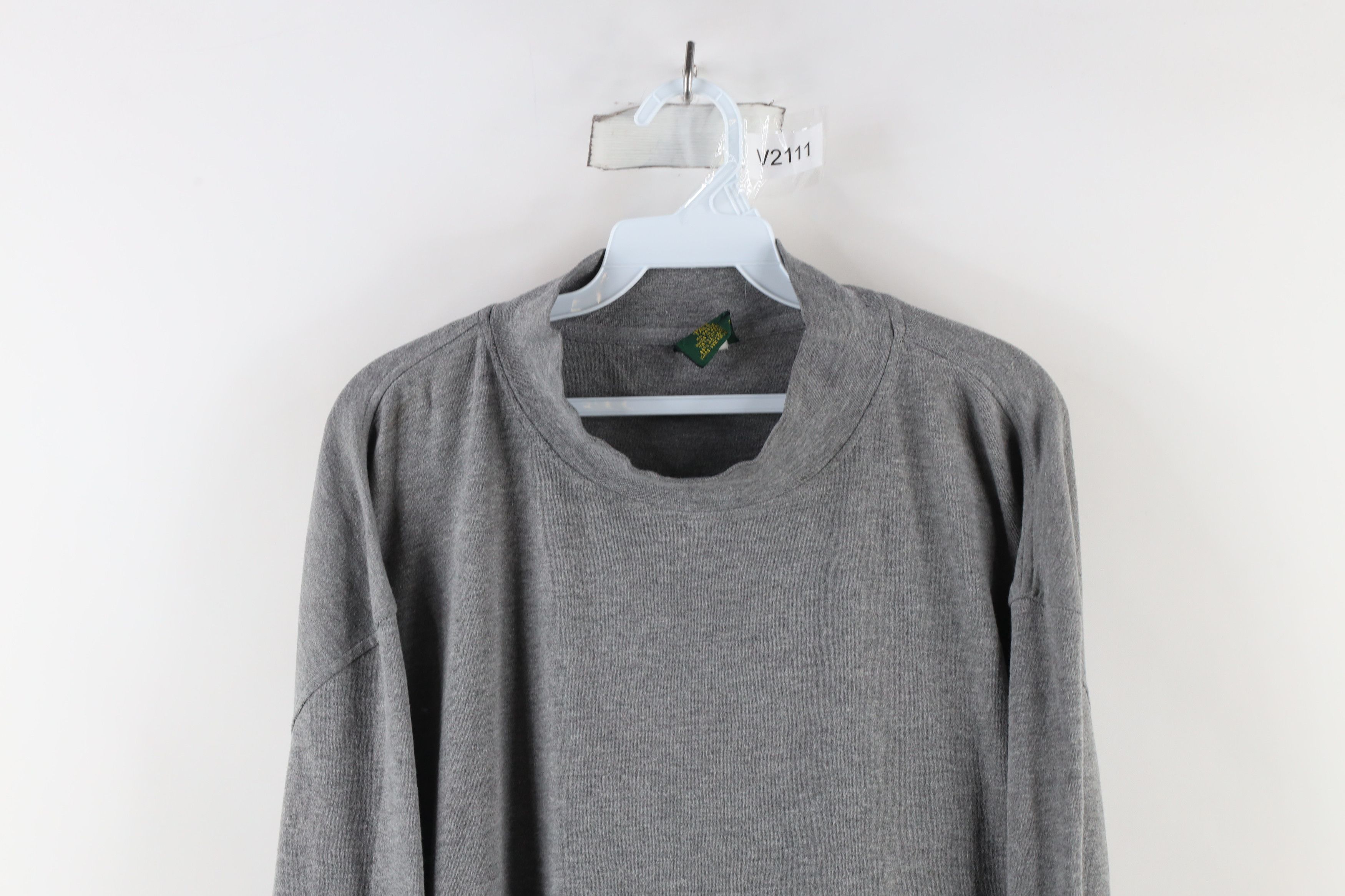 Cabelas × Vintage Vintage 90s Cabelas Blank Long Sleeve Mock Neck T-Shirt Gray Size US XXL / EU 58 / 5 - 2 Thumbnail