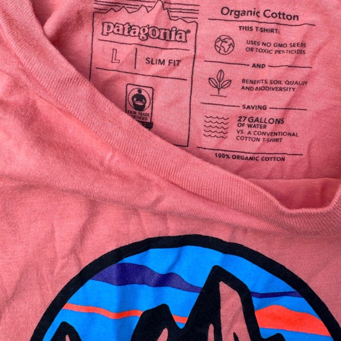 Patagonia Patagonia Men's Fitz Roy Scope Organic Cotton T-Shirt Quartz Coral Sz L Slim Fit Size US L / EU 52-54 / 3 - 4 Thumbnail