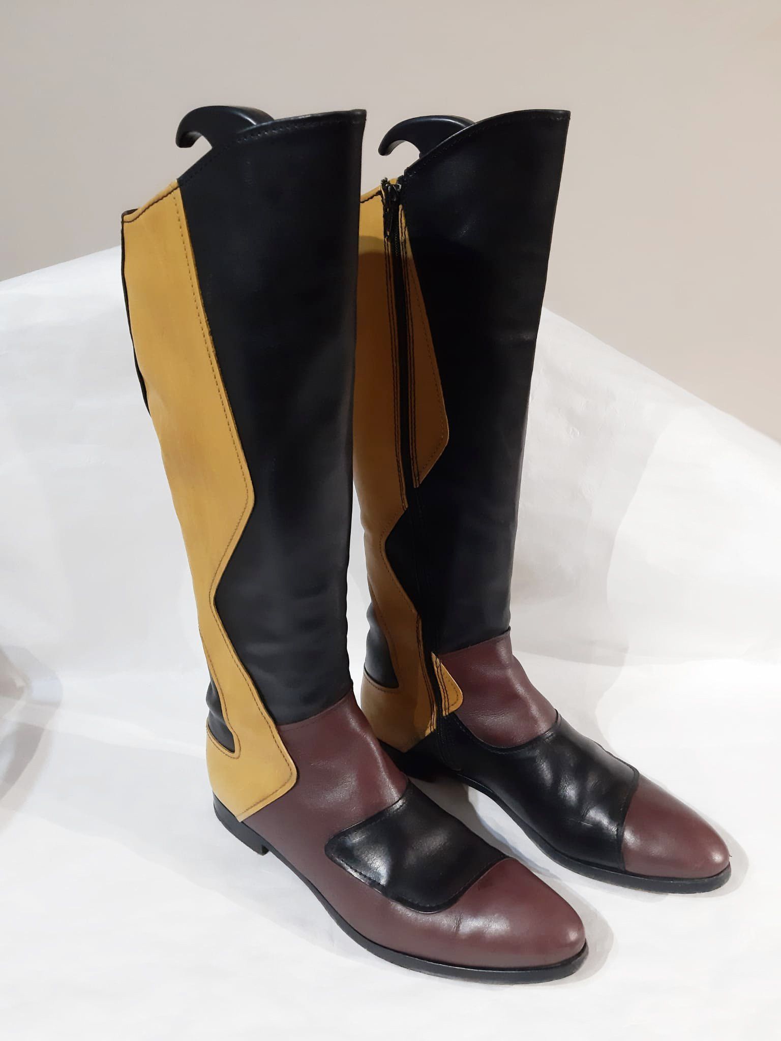 Miu Miu MiuMiu Biker Color Block High Boots FW 2008 Size US 10.5 / IT 40.5 - 3 Thumbnail