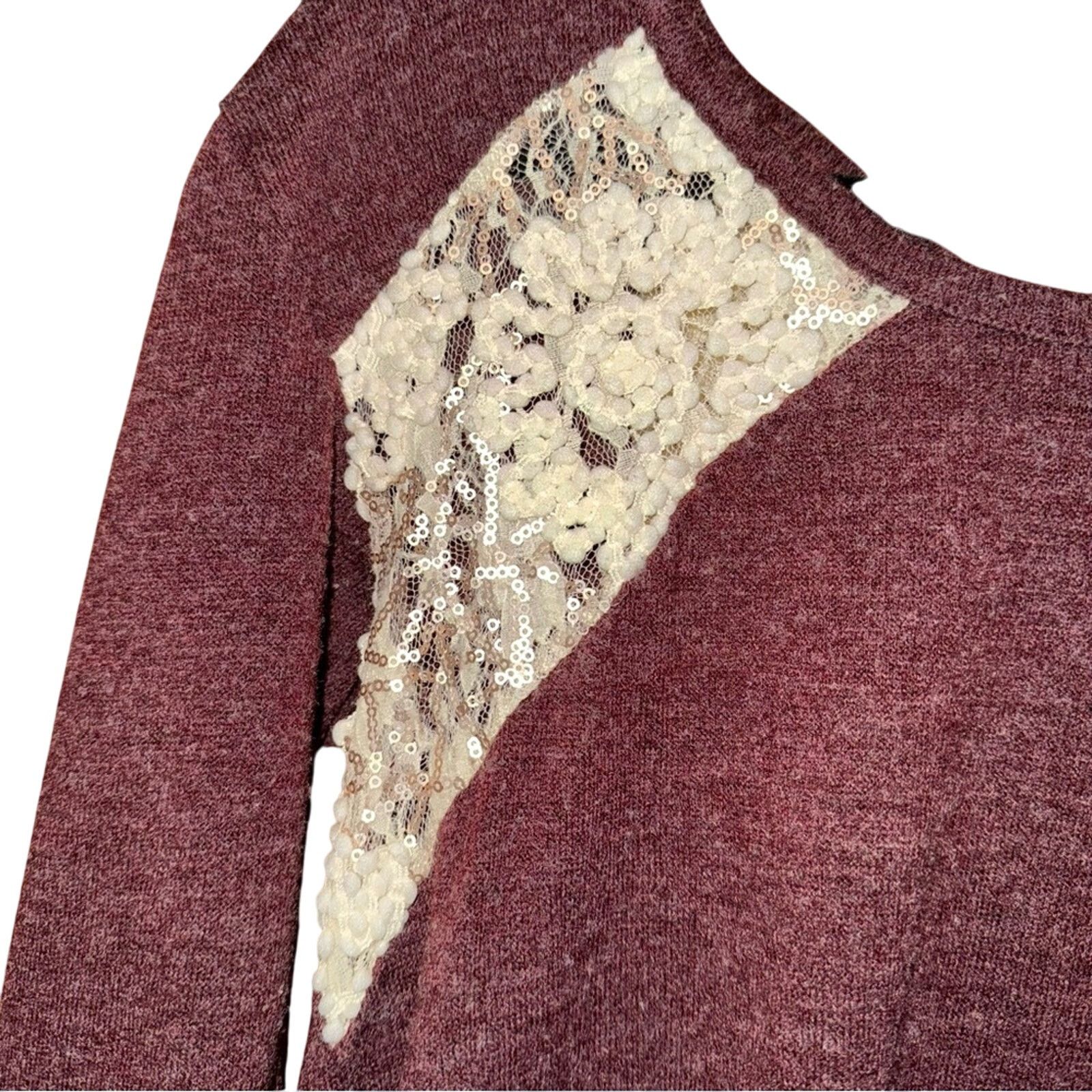 Other a’reve Elegant Burgundy Lace Accent Top Size S / US 4 / IT 40 - 4 Thumbnail