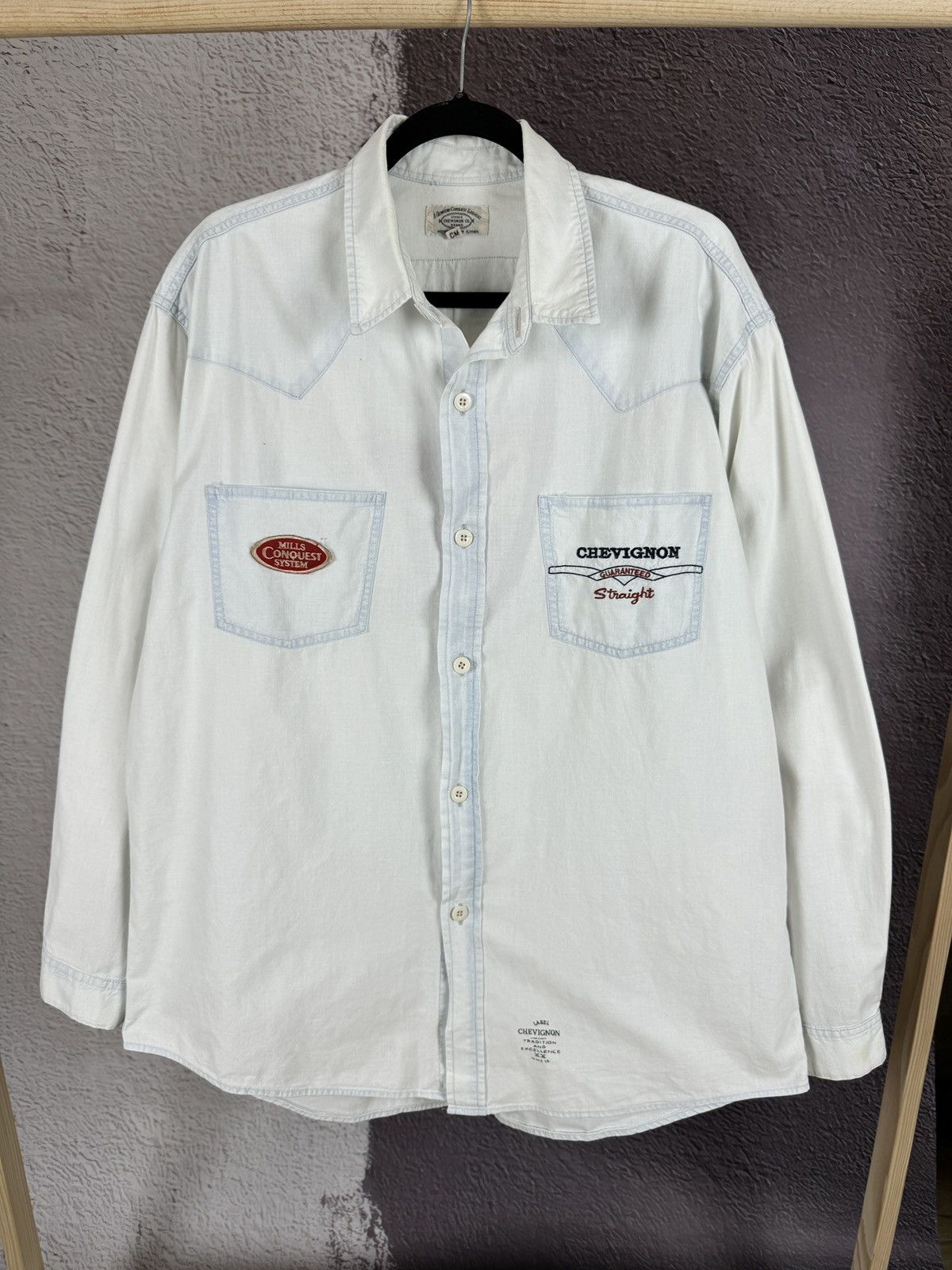 Chevignon × Vintage Chevignon vintage western light blue denim shirt size XL Size US XL / EU 56 / 4 - 3 Thumbnail