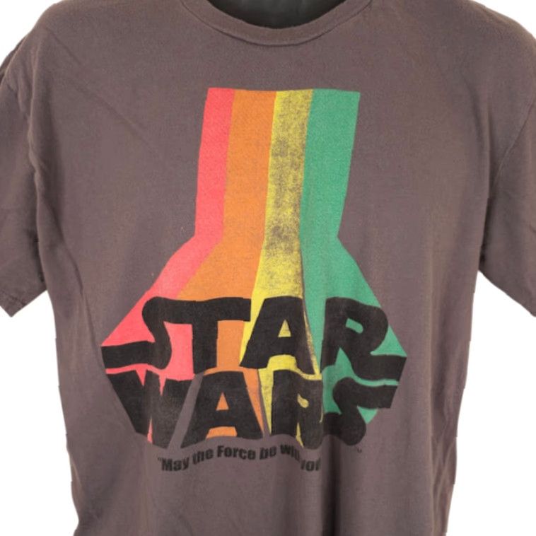 Star Wars VINTAGE Star Wars Shirt Mens Large Brown May The Force Be With You Retro Size US L / EU 52-54 / 3 - 2 Thumbnail