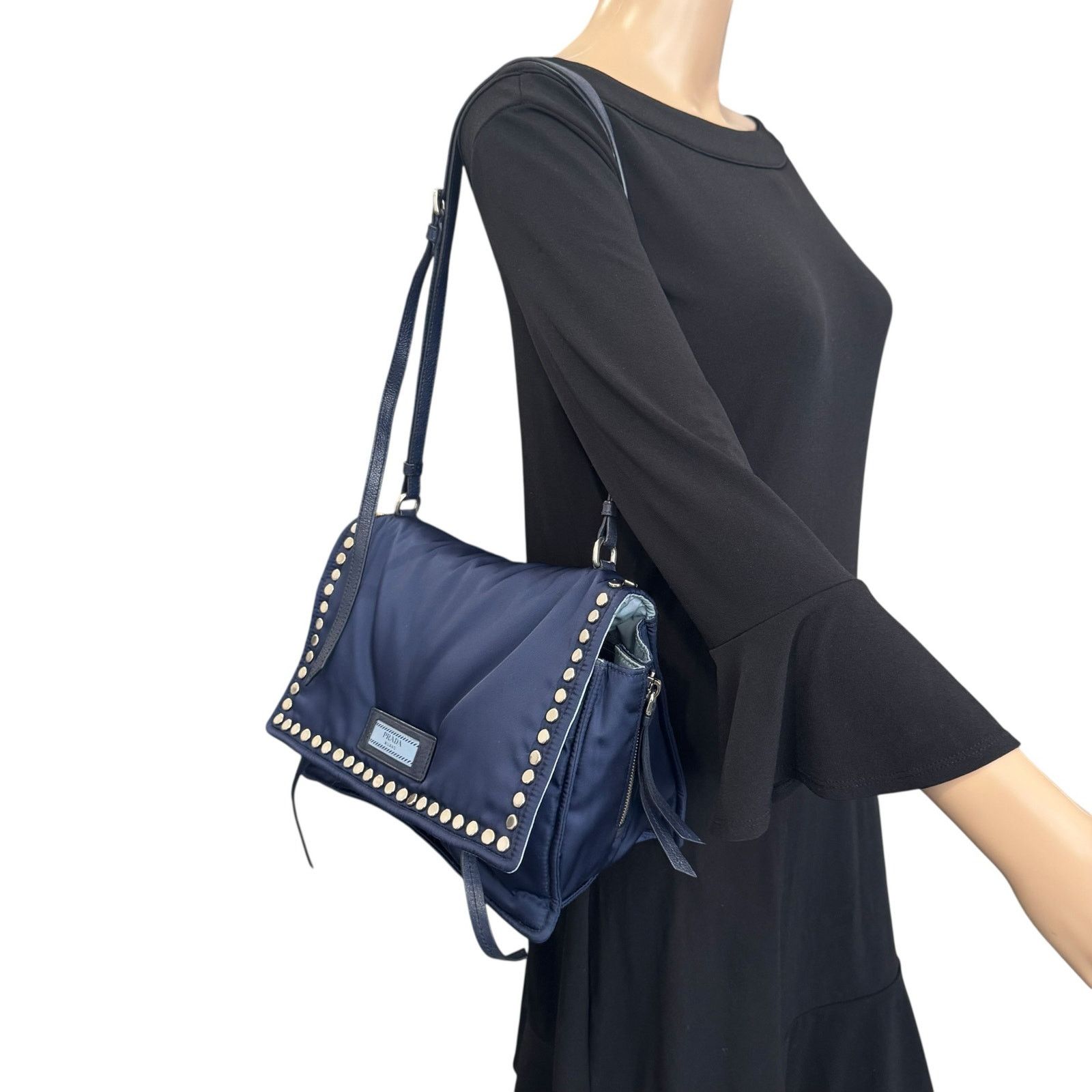 Prada Prada Studded Nylon Shoulder Bag Size ONE SIZE - 3 Thumbnail