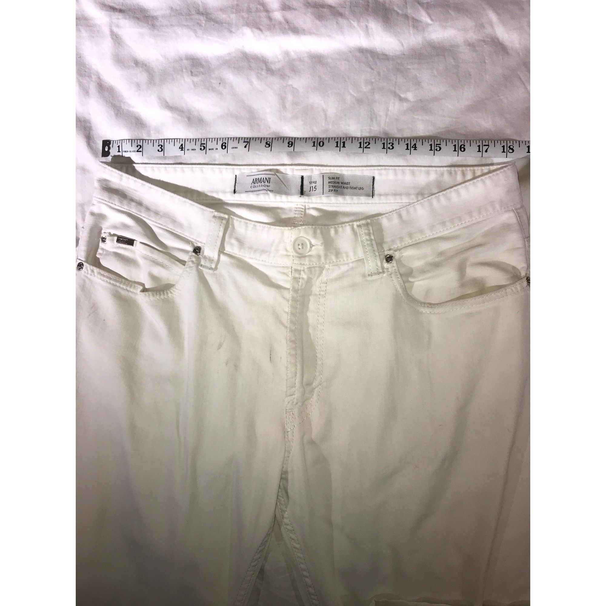 Armani Collezioni Armani Collezioni Mens White Stretch Slim Fit Jeans J15 Size US 38 / EU 54 - 7 Thumbnail