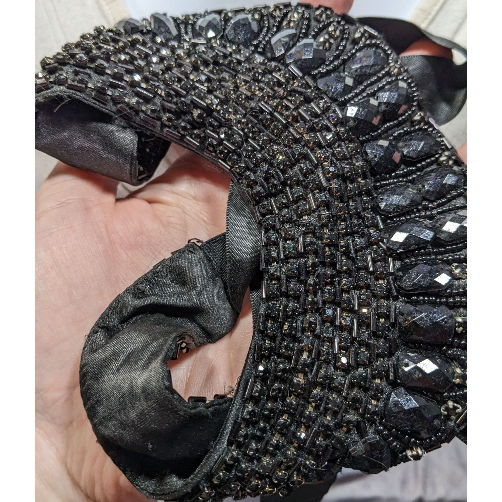 Other Gothic Vintage Handmade Satin Lined Glass Beaded Tie On Coll Size ONE SIZE - 5 Thumbnail