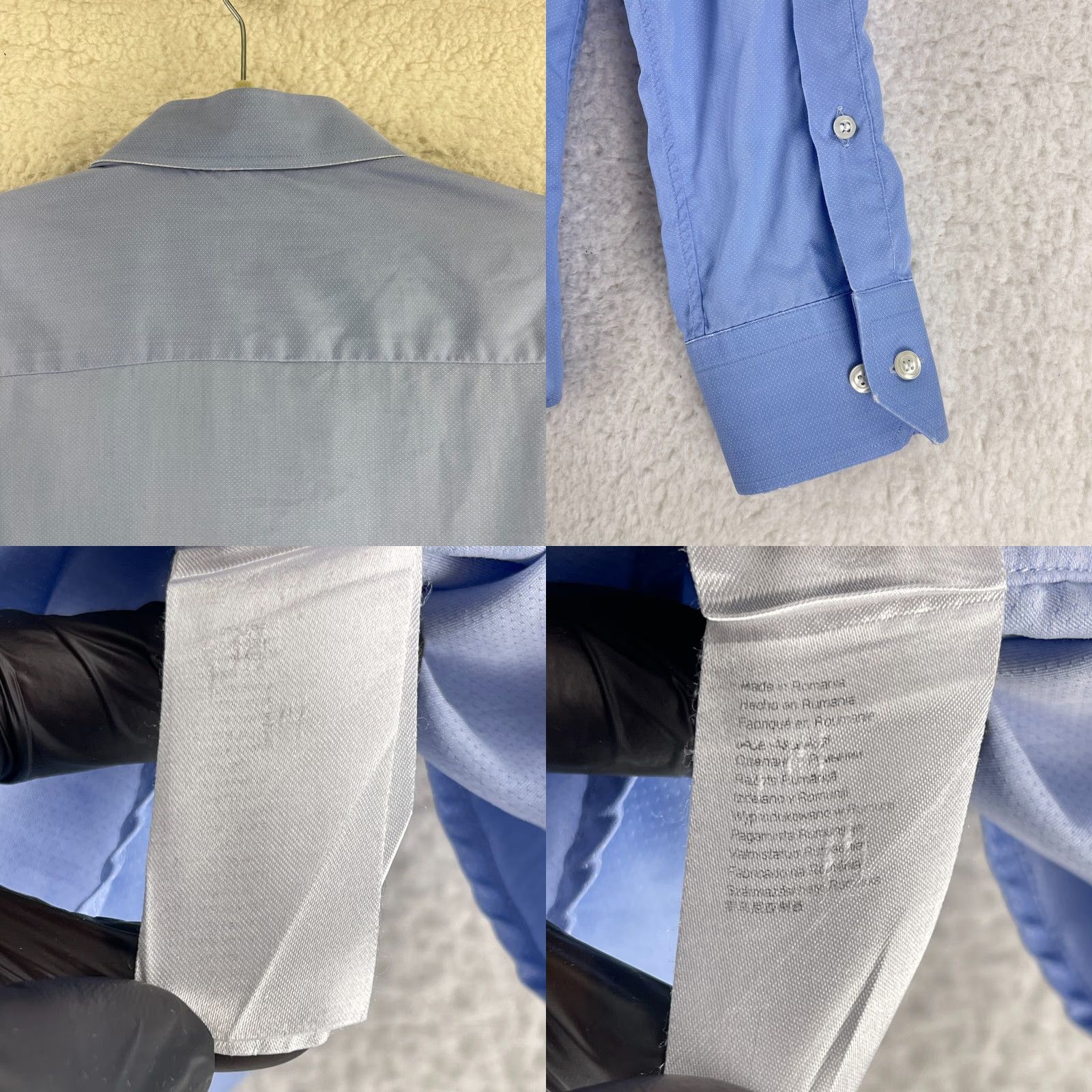 Eton Eton Blue Contemporary Fit Button-Up Dress Shirt Mens Long Sleeve Cotton Large Size 42R - 10 Thumbnail