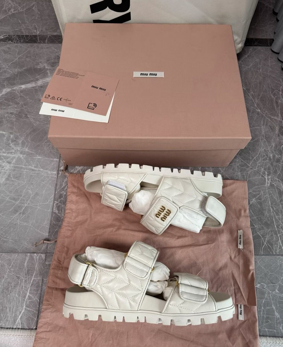 Miu Miu Miu Miu White Velcro Sandals Beach Slides K6 Size US 6 / IT 36 - 5 Thumbnail