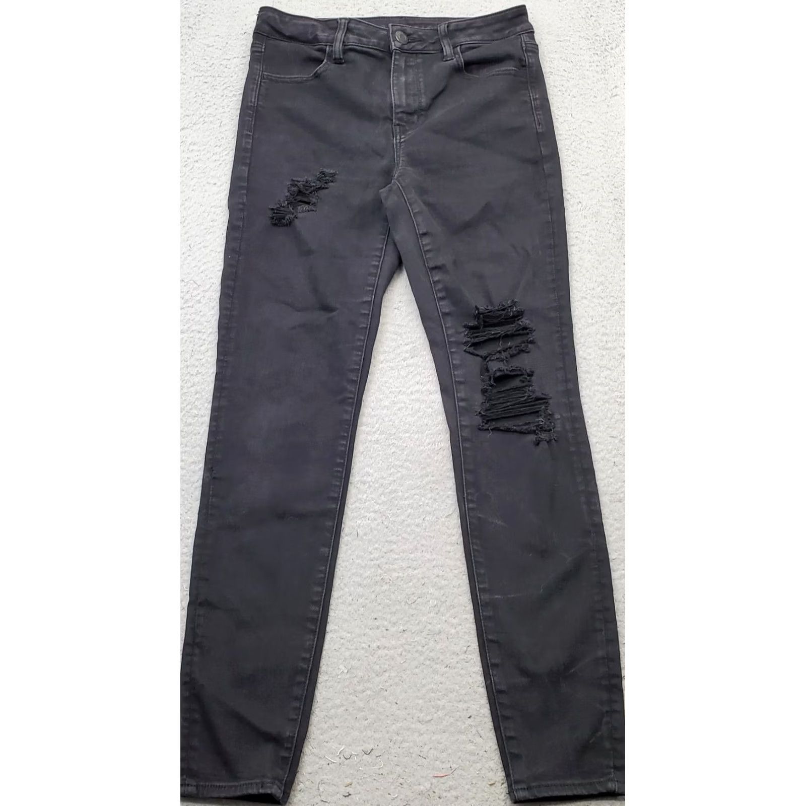 American Eagle Outfitters American Eagle Outfitters Jeans Womens 8 Black Denim Stretch Distressed Regular Fit Size 30" / US 8 / IT 44 - 2 Thumbnail