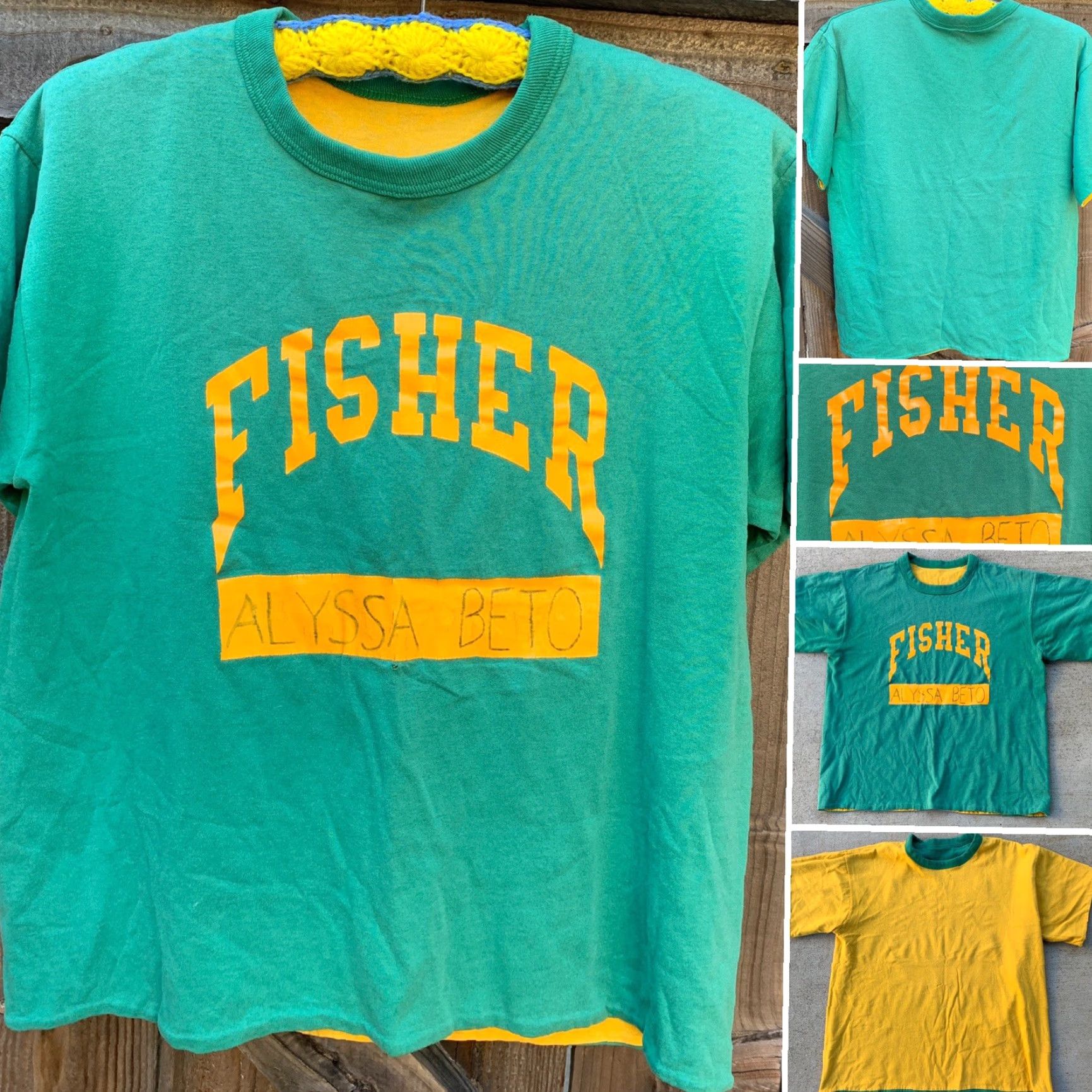 Vintage VINTAGE FISHER PE Shirt Reversible T-Shirt Graphic Tee Men S/M Green Short Sleeve Reversible Graphic Tee Size US S / EU 44-46 / 1 - 2 Thumbnail