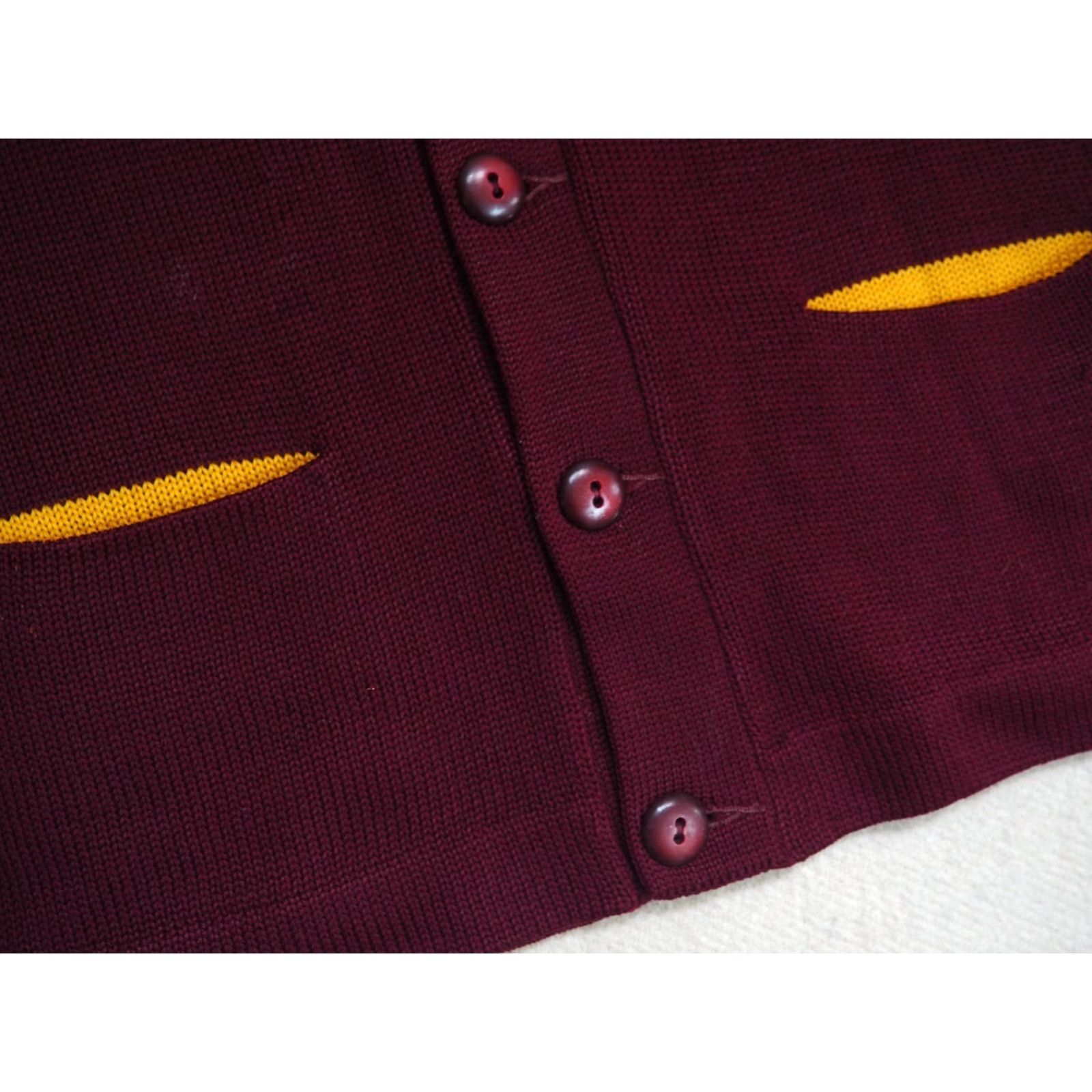 Vintage VTG Lasley 40s 60s Letterman Sweater Red Wool Seattle Maroon S Knit Classic Look Mens Size US S / EU 44-46 / 1 - 6 Thumbnail