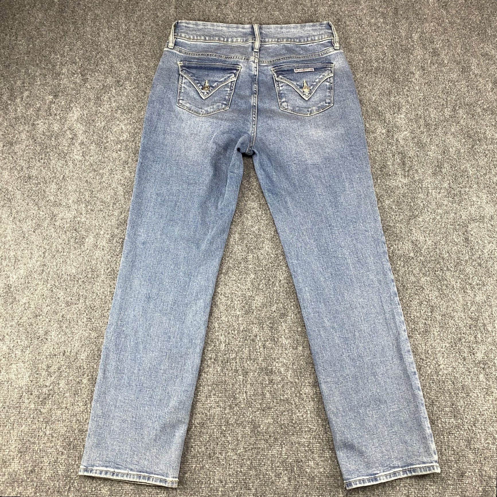 Hudson Hudson Jeans Womens 8 Light Blue Straight Leg Denim Stretch Back Pockets Flap Logo Patch 31 In Waist 31 In Inseam Regular Rise Mid Zip Fly Belt Loops Size 30" / US 8 / IT 44 - 4 Thumbnail