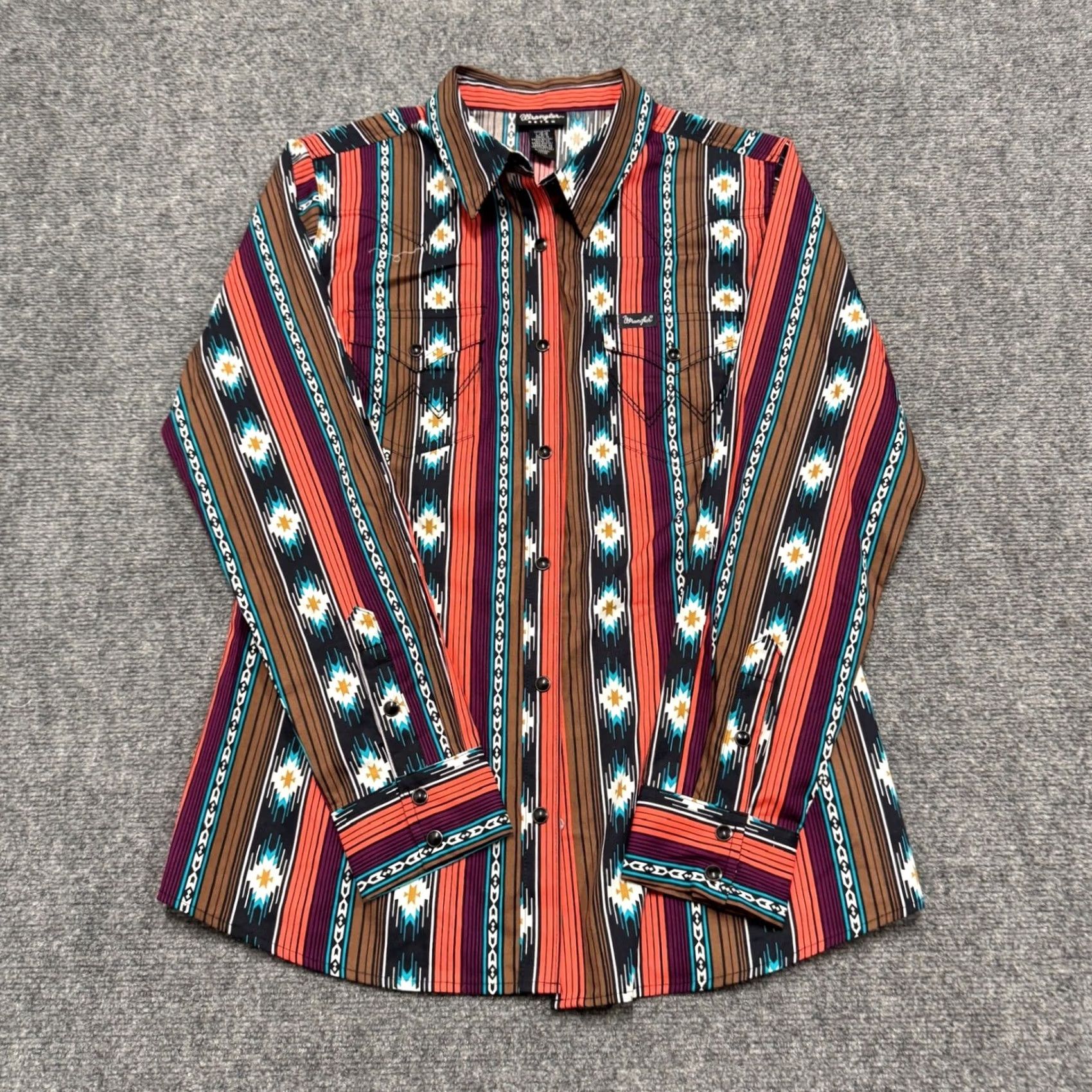 Wrangler Wrangler Dress shirt Women's Large 100% Cotton Multicolor Patterned Native Button Up Retro Size L / US 10 / IT 46 - 2 Thumbnail