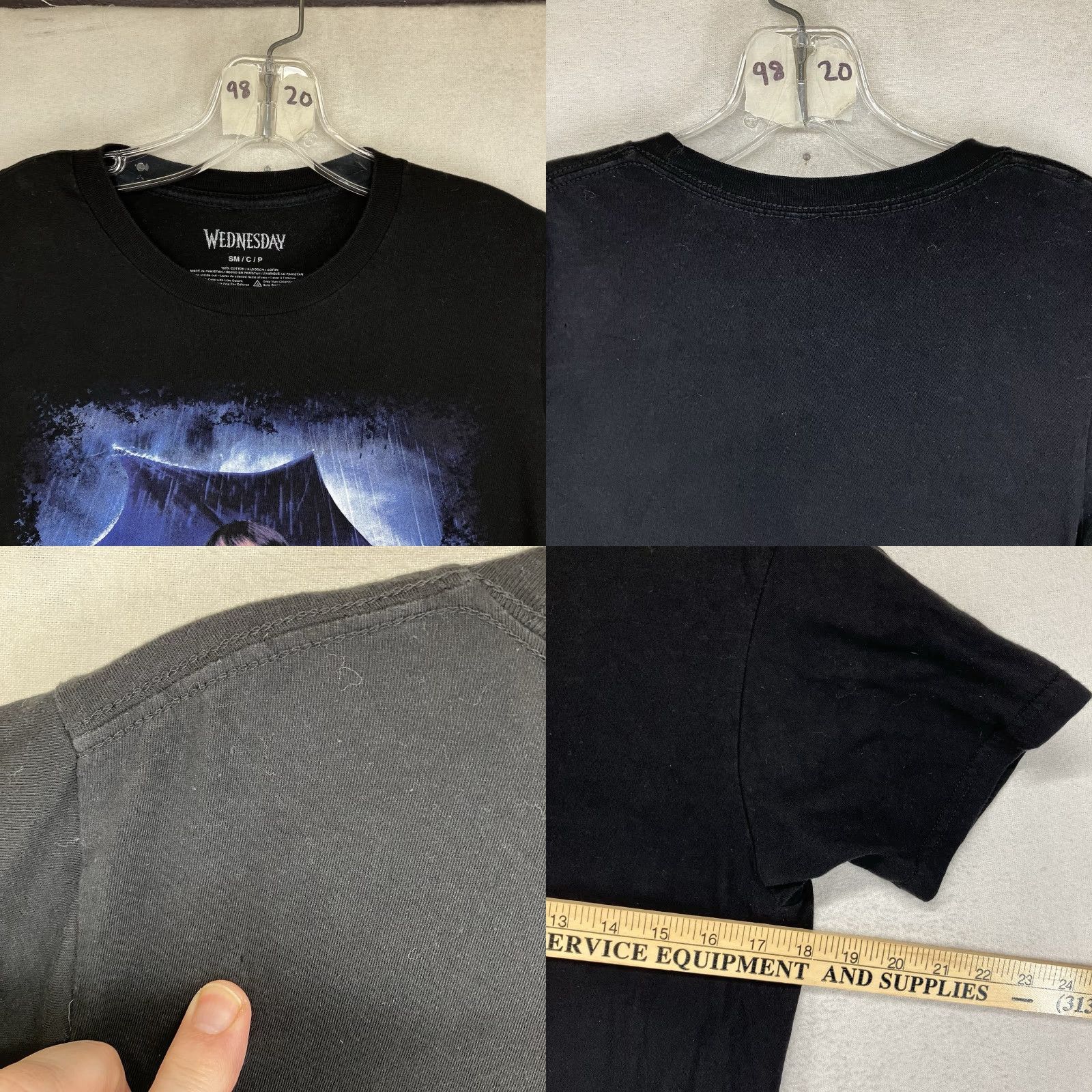 Rains VINTAGE Wednesday Addams Family Black Graphic T-Shirt Adult Small Umbrella Rain Size S / US 4 / IT 40 - 8 Thumbnail