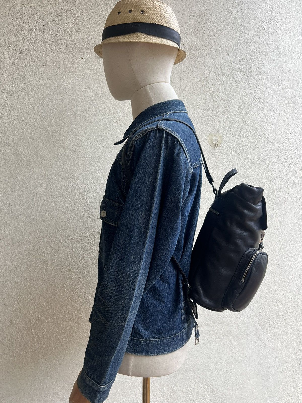 Leather Vintage 90s UCOB Patina Black Leather Cargo Backpack Bag Size ONE SIZE - 2 Thumbnail