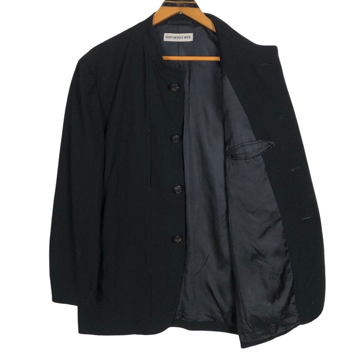 Issey Miyake Vintage Issey Miyake Men S/S 2009 Mandarin Collar Wool Coat Size US L / EU 52-54 / 3 - 7 Thumbnail