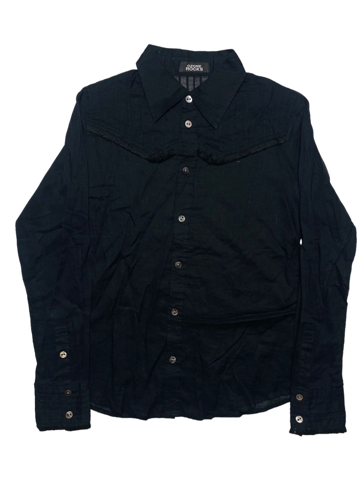 image of If Six Was Nine 1990S Ozone Rocks - Western Button Up Shirt in Black, Men's (Size XS)