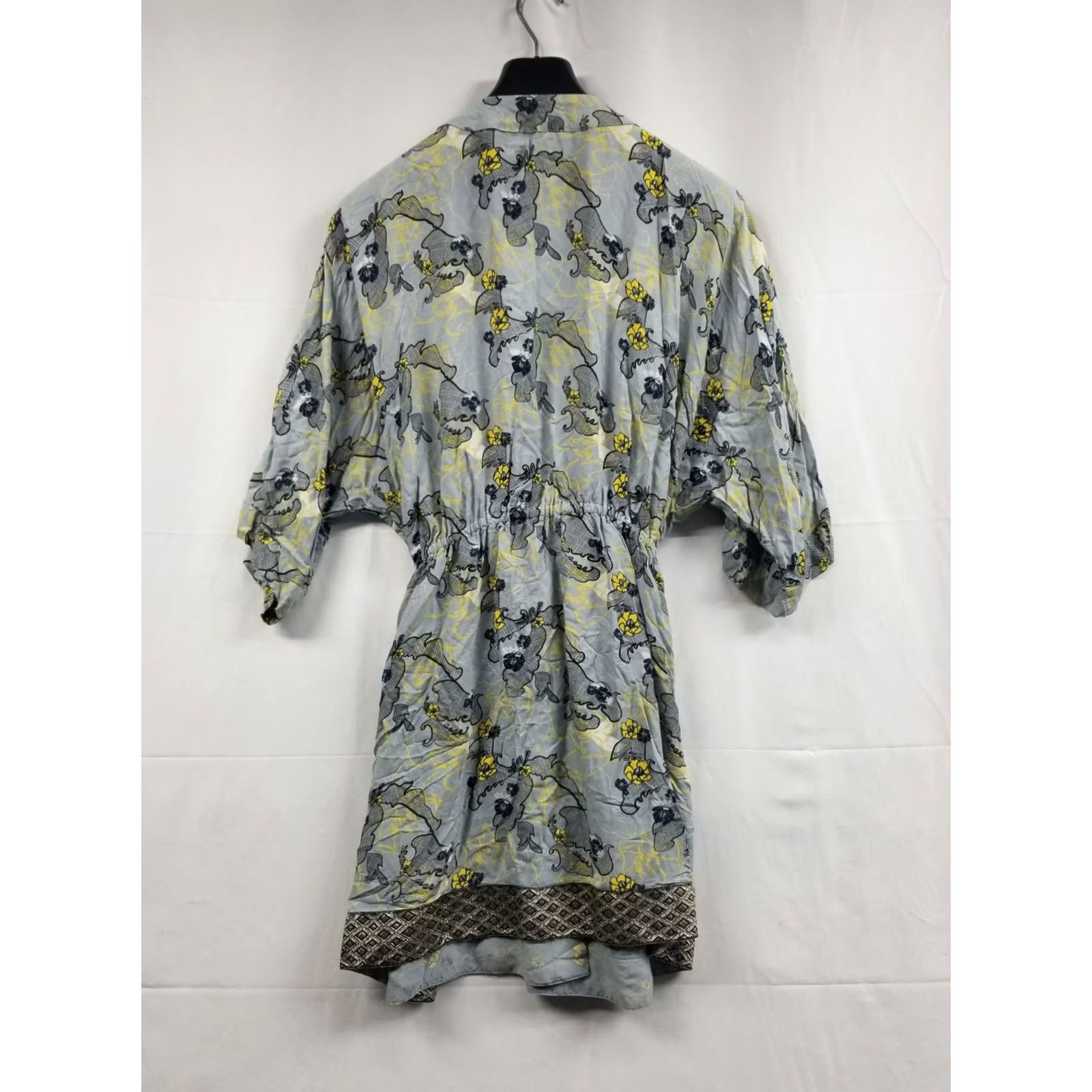 Vintage Sudara Punjammies Women Gray Yellow Kimono Robe M-L Size ONE SIZE - 2 Thumbnail