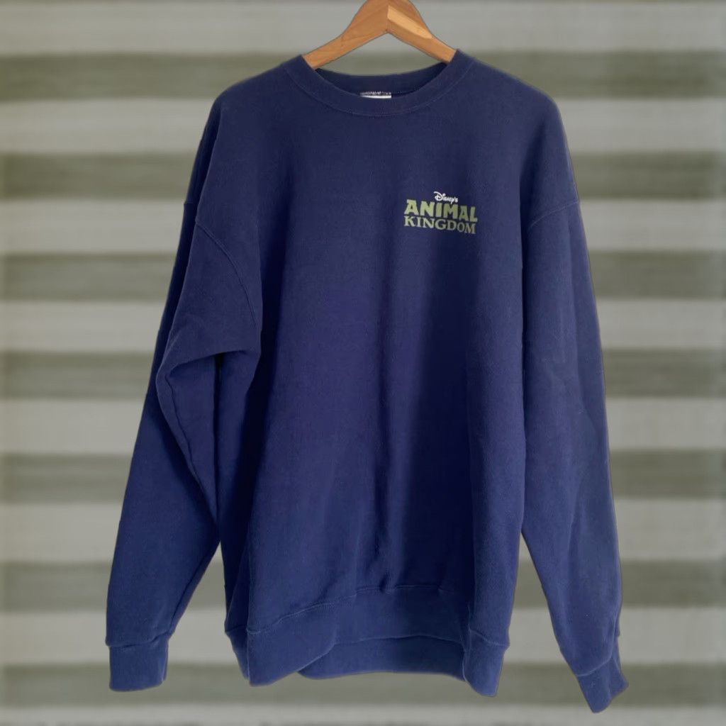 Vintage VINTAGE Mickey Inc. Disney's Animal Kingdom Sweatshirt Unisex Adults XL Navy Blue 90s Graphic Print Double-Sided Firn Size US XL / EU 56 / 4 - 1 Thumbnail